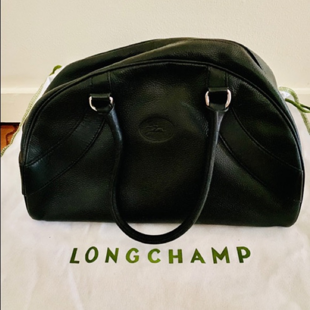 Longchamp Black Leather Bowler